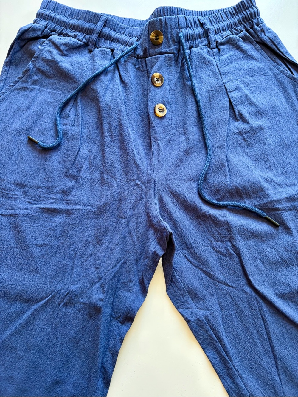 NWOT 3pc Linen Trousers Bundle Size L Button Fly Blue Tan Resort Capsule - Picture 3 of 8